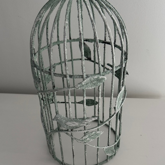 Vintage Inspired Chippy Green Bird Cage - Picture 2 of 5